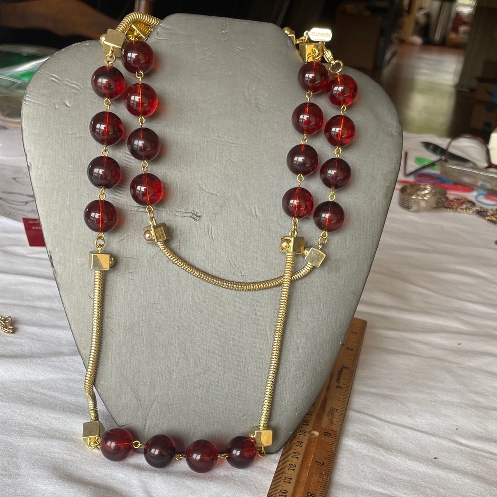 Doncaster Red and Gold Statement Necklace